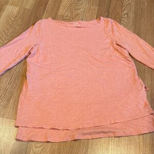 J.Jill Coral Cotton Modal Double Layer Boatneck Half Sleeve Medium Women's Top